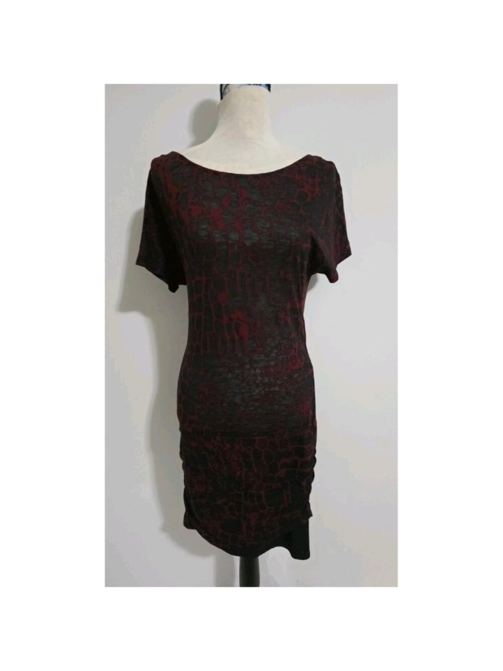 Tee Shop Sheer Black Red Short‎ Bodycon Dress Size Small Date Night Leopard